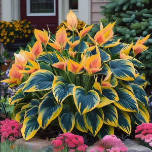 Хоста Флейм Данс купить по цене от 650р. в интернет-магазине «Посадика» с доставкой почтой в в Белебейе и по всей России – [изображение №1].